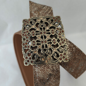 Ceinture reversible femme Camel / Camel brillant